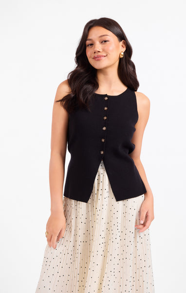 Margaux Sweater Waistcoat - Black
