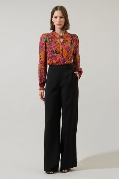 Marvin Floral Button Down Top - Rust