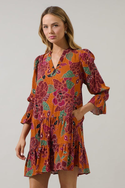 Marvin Mini Shift Dress - Rust
