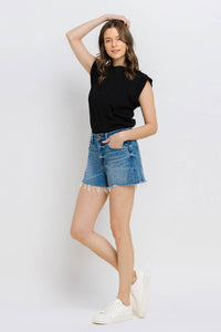 Mary A Line Distressed Shorts - Denim