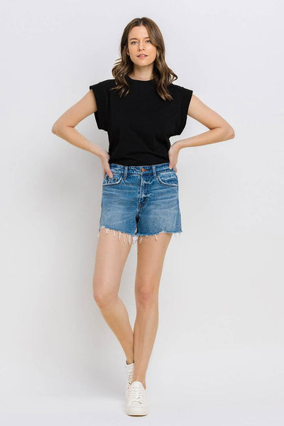 Mary A Line Distressed Shorts - Denim
