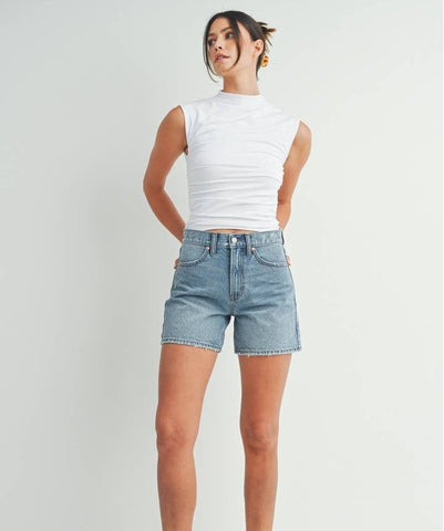 Med Wash Denim Shorts - Denim