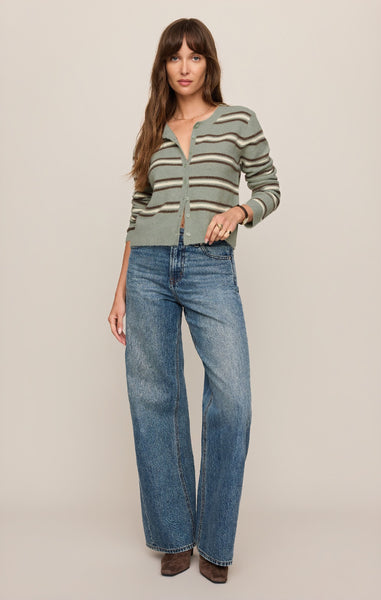 Medina Stripe Cardigan - Green