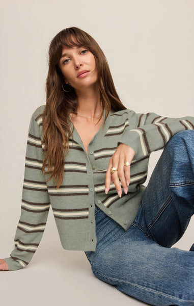 Medina Stripe Cardigan - Green