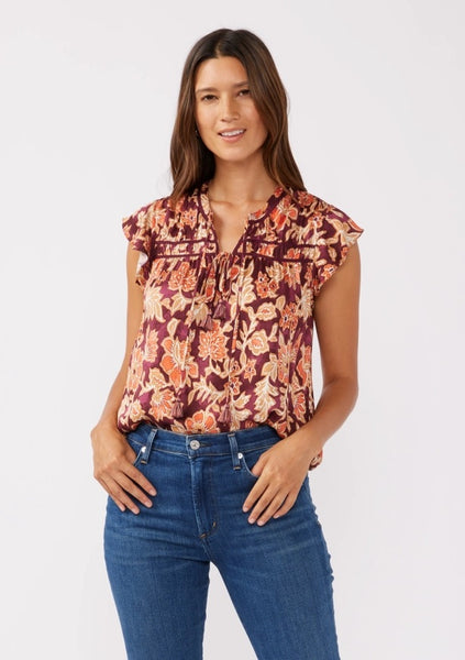 Merlot Floral Top - Wine