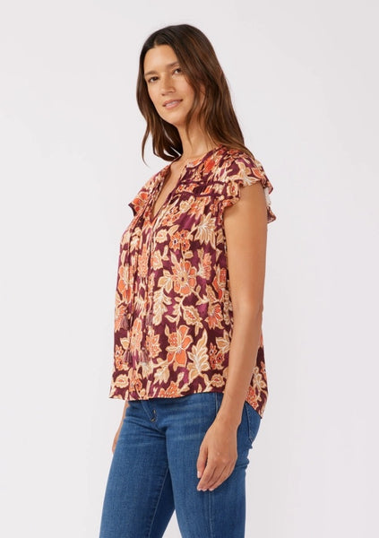 Merlot Floral Top - Wine