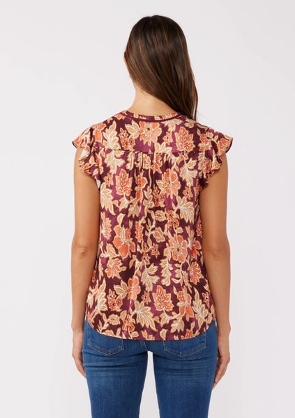 Merlot Floral Top - Wine