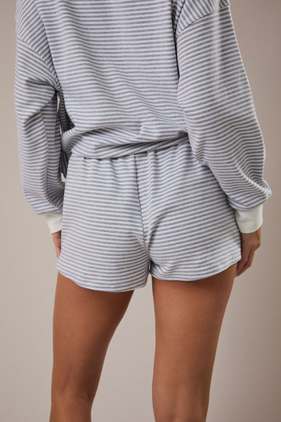 Mid Rise Stripe Shorts - Grey