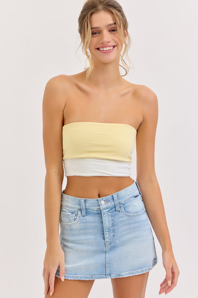 Mid Waisted Mini Skort - Light Denim