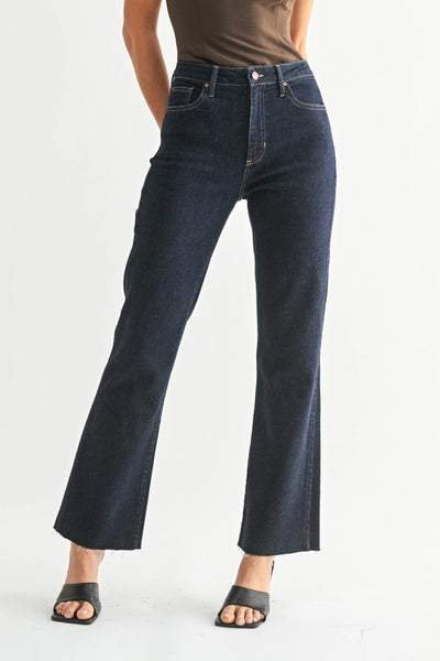Mira Cropped Flare - Dark Denim