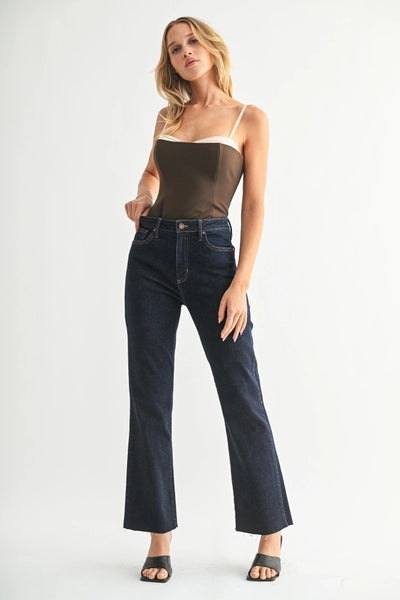 Mira Cropped Flare - Dark Denim