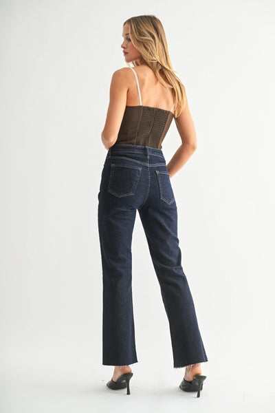 Mira Cropped Flare - Dark Denim