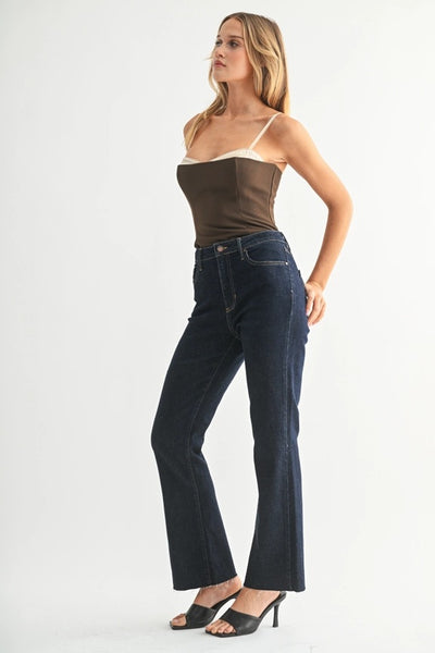 Mira Cropped Flare - Dark Denim