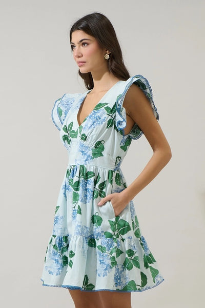 Mirla Floral Mini Dress - Blue