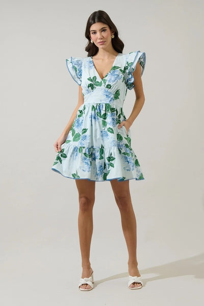 Mirla Floral Mini Dress - Blue