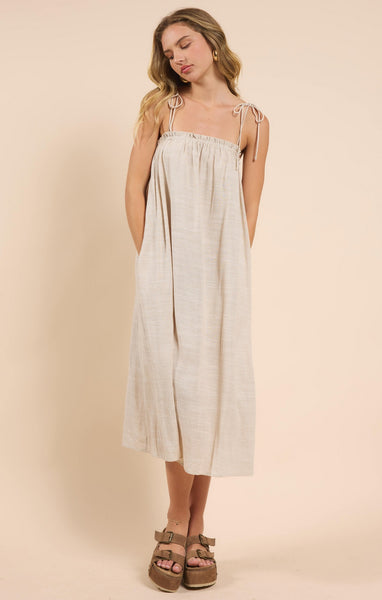 Mojave Tie Strap Midi Dress - Taupe