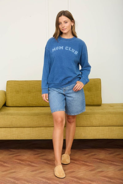 Mom Club Crew Neck Knit - Blue