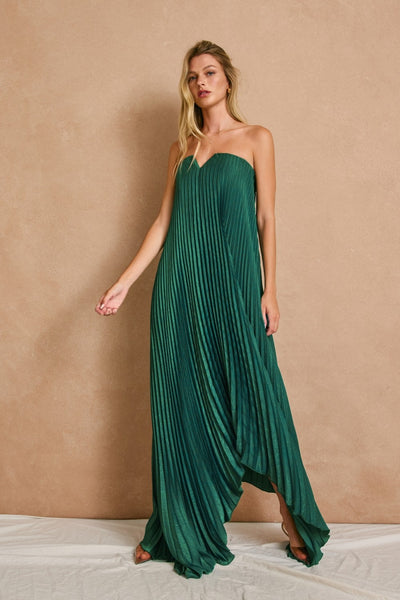 Moonlit Satin Pleated Maxi