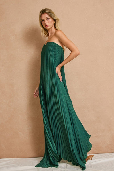 Moonlit Satin Pleated Maxi