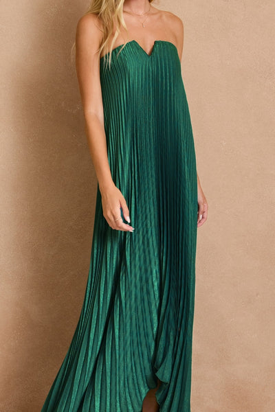Moonlit Satin Pleated Maxi
