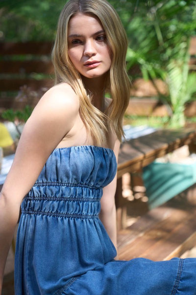Morgan Denim Midi Sundress - Denim