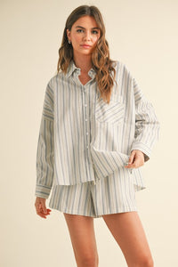 Multi Stripe Cotton Shirt - Blue