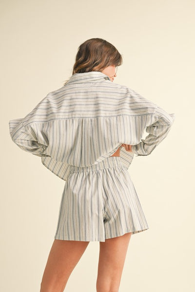 Multi Stripe Cotton Shirt - Blue