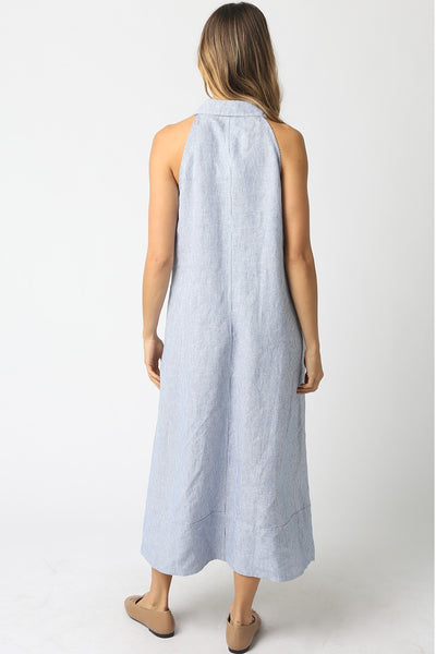 Mylee Linen V Neck Dress - Denim