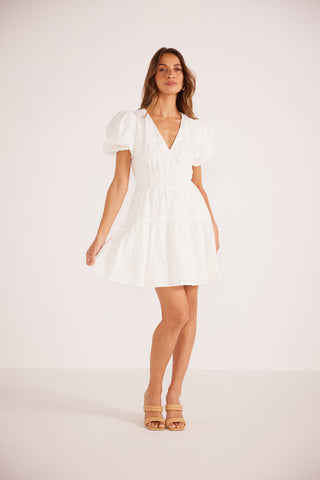 Neve Puff Sleeve Mini Dress - Ivory