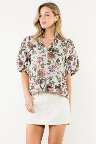 Nina Puff Slv Top - Green