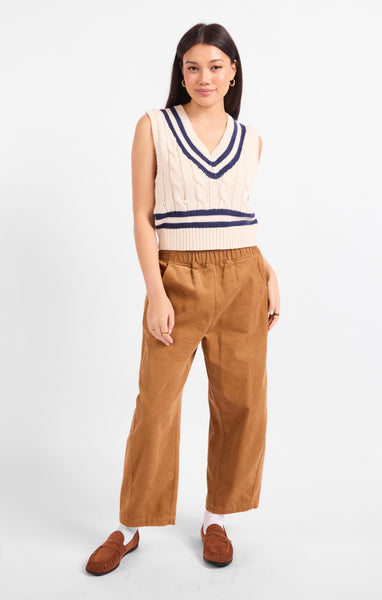 Novel V Neck Sweater Vest - Cream