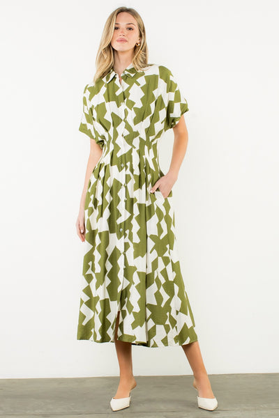 Olivia Button Midi - Army