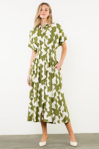 Olivia Button Midi - Army