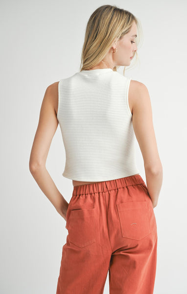 On A Stroll Cropped Tank - Ivory