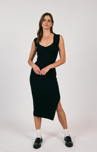 On My Side Ribbed Maxi Dress - Black