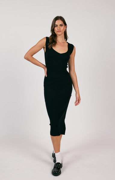 On My Side Ribbed Maxi Dress - Black