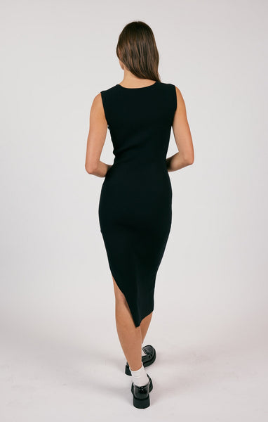 On My Side Ribbed Maxi Dress - Black