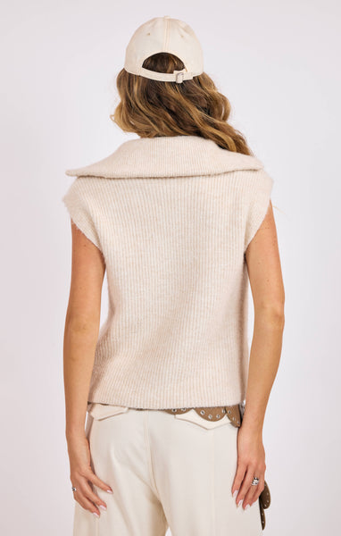 Opal Half Zip Sweater Vest - Ivory
