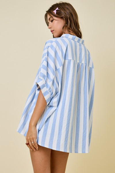 Oversized Button Down Shirt - Striped