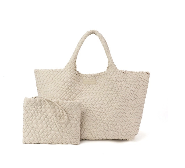 P & H Oversized Woven Tote - Bone