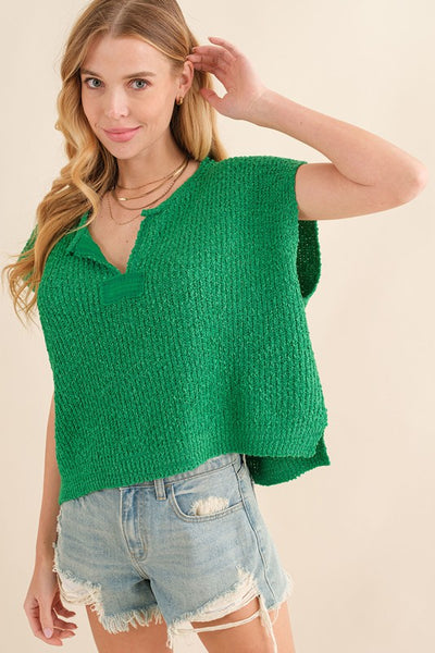 Patch Sleeveless Sweater - Green