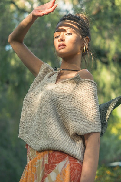 Patch Sleeveless Sweater - Oatmeal
