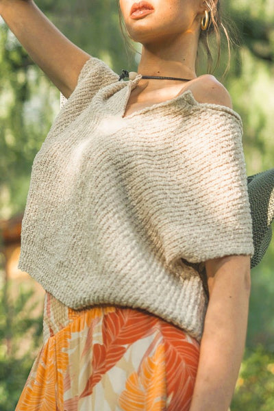 Patch Sleeveless Sweater - Oatmeal