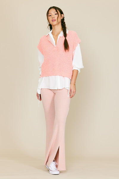 Patch Sleeveless Sweater - Pink