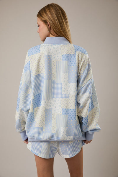Patch Work Print Sweatshirt - Multi