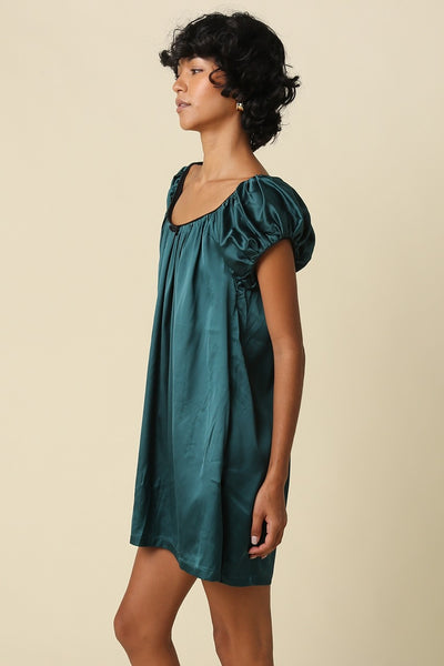 Paulin Satin Puff Slv Mini Drs - Green