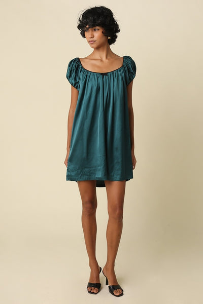 Paulin Satin Puff Slv Mini Drs - Green