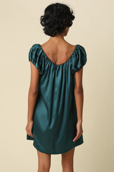 Paulin Satin Puff Slv Mini Drs - Green