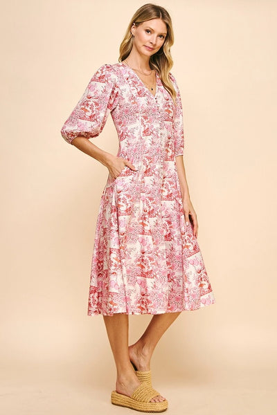 Pauline Button Down Midi - Pink