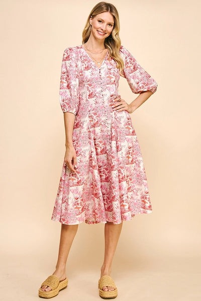 Pauline Button Down Midi - Pink